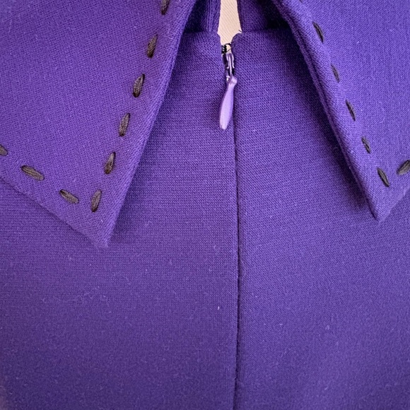 Tahari Arthur S. Levin Purple Sheath Dress w Collared Neckline & Belted Waist - Picture 7 of 12
